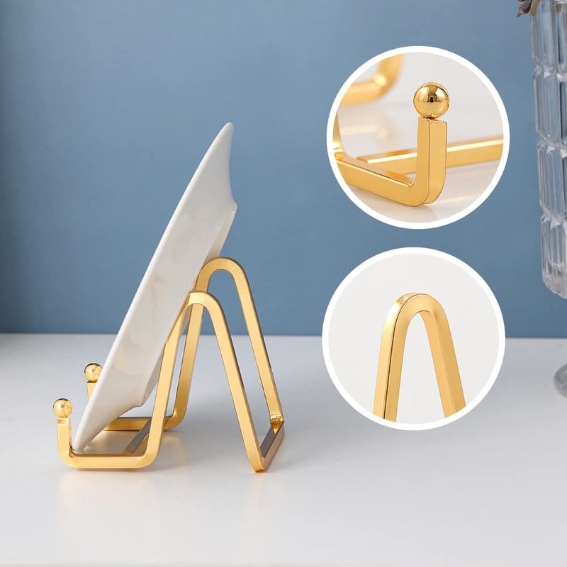 DIDUDIDU Large Plate Holder Display Stand - 12 inch Super Tall Big Plate Stands for Heavy Duty Display - Metal Picture Frame Stand - Tabletop Easel Stand for Decorative Platter | Plaque | Book - 2 Pack - Gold - Image 5